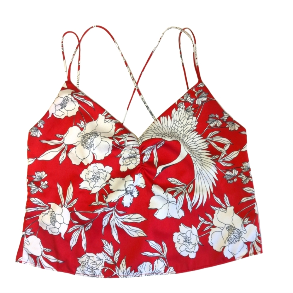Express Floral Bird Tie Back Women's Cami Size S